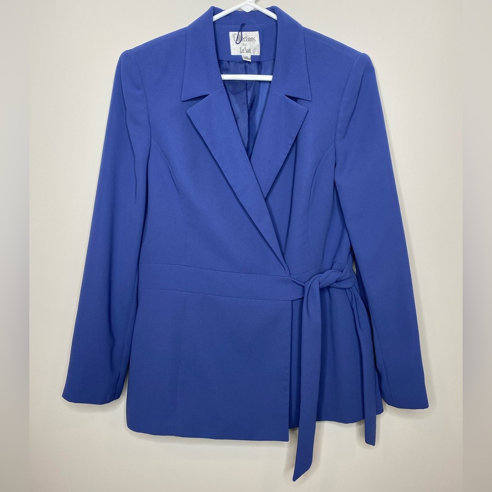 LE SUIT COLLECTIONS BLUE WRAP SIDE TIE SUIT  BLAZER SZ 12